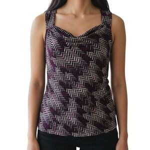 WHITE HOUSE BLACK‎ MARKET Chevron Print Draped Neck Tank Top NWOT Size XS